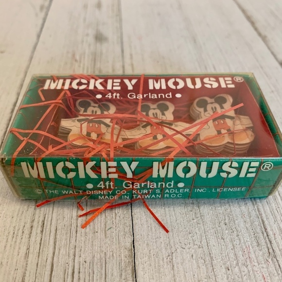 VTG Kurt Adler Mickey Mouse Paper Garland 4 ft Walt Disney Christmas New Box NOS - Picture 1 of 9